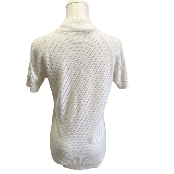 Women's Nike Golf Knit Short-Sleeve Wool-Blend Zip-Up Cardigan Cream Size Small - Picture 3 of 11